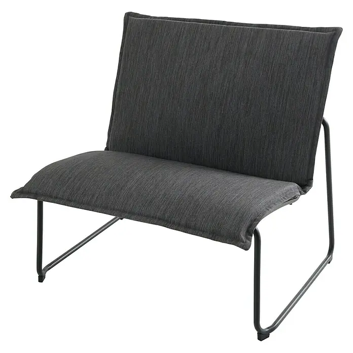 Sunfun Loungemöbel-Set Sarah - 2 -tlg., Stahl/Textilgewebe, Anthrazit - Ein moderner, grauer Loungesessel mit einem minimalistischen Metallrahmen und bequemen Polstern für entspannte Momente.
