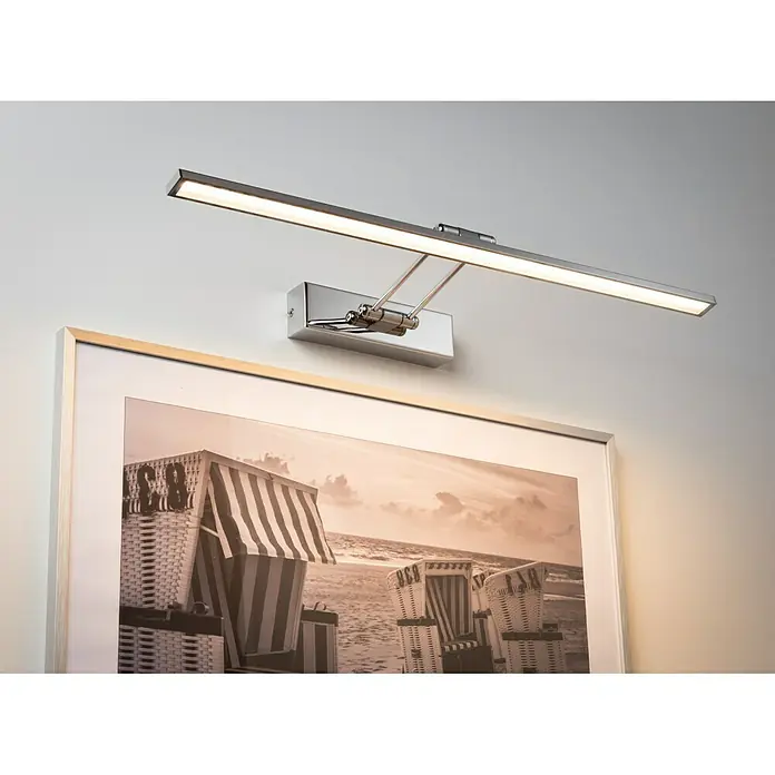 Paulmann Galeria LED-Bilderleuchte Beam Sixty - 11 W, L x B x H: 58,5 x 19 x 4,6 cm, Chrom, Warmweiß - Die LED-Bilderleuchte in Chrom sorgt für eine stilvolle Beleuchtung und setzt Kunstwerke gekonnt in Szene. Perfekt für Wohnzimmer und Galerien.