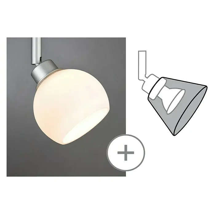 Paulmann DecoSystems Lampenschirm Wolbi - Durchmesser: 9 cm, Opal, Glas, Form: Rund - Nahaufnahme einer modernen Lampe mit einer kugelförmigen Glühbirne und einem stilvollen Design.