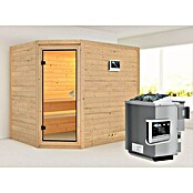 Karibu Massivholzsauna Tanami (Mit Sauna Bio-Ofen 9 kW inkl. Steuerung Easy, Ohne Dachkranz, 184 x 236 x 209 cm)