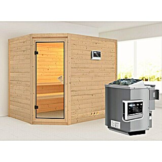 Karibu Massivholzsauna Tanami (Mit 9 kW Bio-Ofen mit externer Steuerung, Ohne Dachkranz, L x B x H: 231 x 196 x 192 cm)