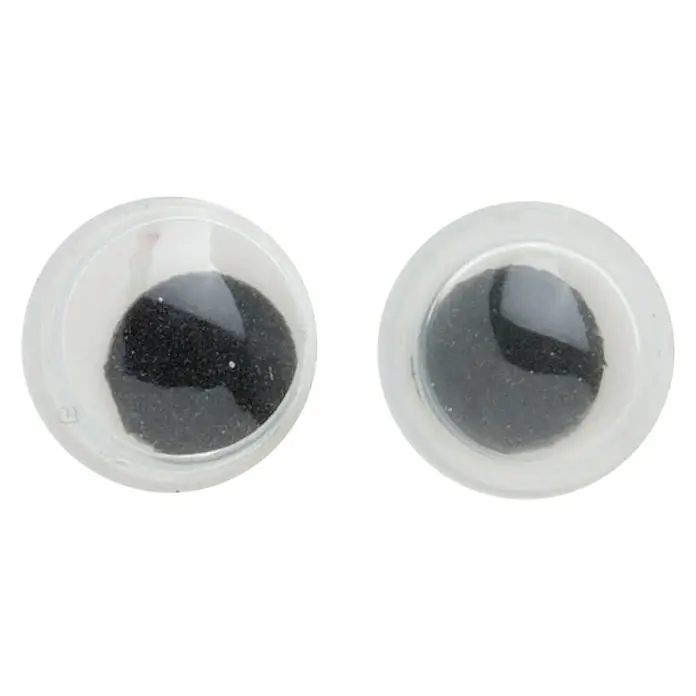 Glorex Wackelaugen - Durchmesser: 15 mm, Weiß - Zwei Kulleraugen mit schwarzen Pupillen, ideal zum Basteln von Figuren und Puppen.