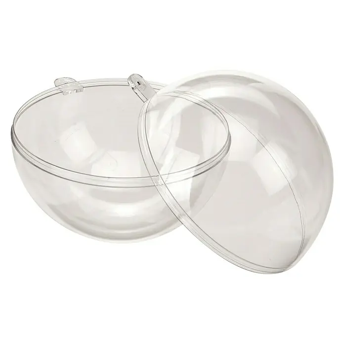 Glorex Kunststoffkugel - Transparent, 12 cm - Transparente, kugelförmige Kunststoffbehälter, ideal für Bastelarbeiten und DIY-Projekte.