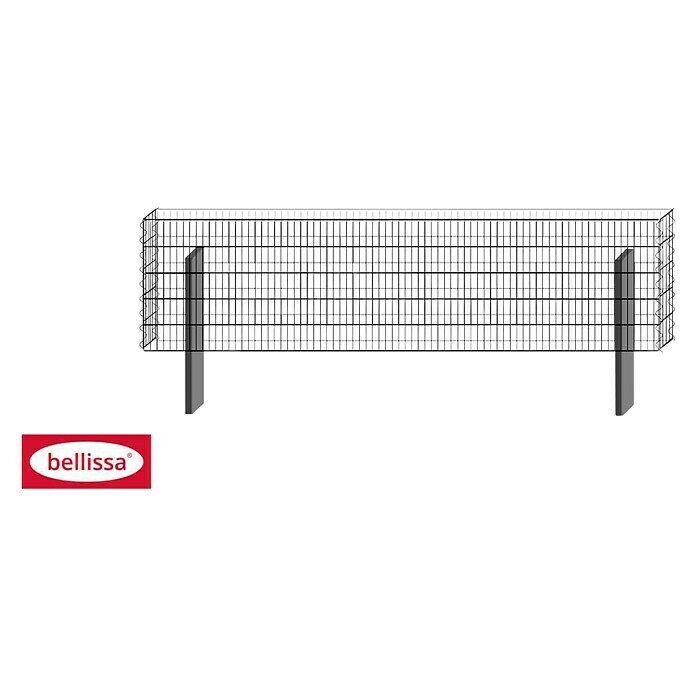 Bellissa Gabione BP-7 Grundbausatz Paravento197,8 x 12 x 50,5 cm, Stahl, Maschenbreite: 25 mm, Maschenhöhe: 100 mm Front View