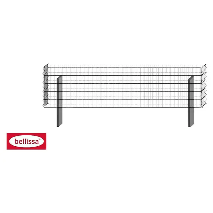 Bellissa Gabione BP-7 Grundbausatz Paravento197,8 x 12 x 50,5 cm, Stahl, Maschenbreite: 25 mm, Maschenhöhe: 100 mm