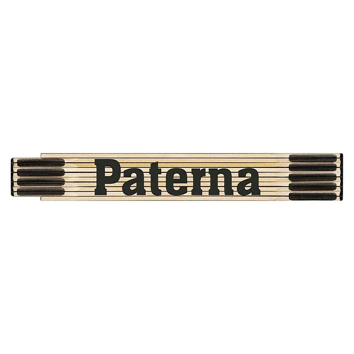 BAUHAUS Metro de madera - Paterna, Largo: 200 cm - Regla plegable de madera Paterna con la palabra "Paterna" en letras negras, una herramienta útil para mediciones precisas.