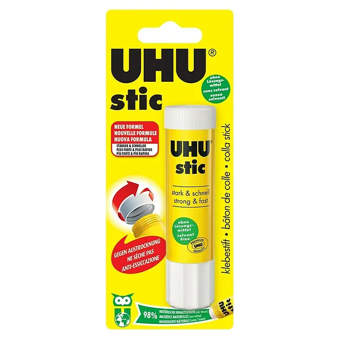 UHU Stic Klebestift - 21 g, 1 Stk., Fest - UHU stic Klebestift: Starker, schnell trocknender Klebestift, lösungsmittelfrei und ideal für Papier, Karton und Fotos.