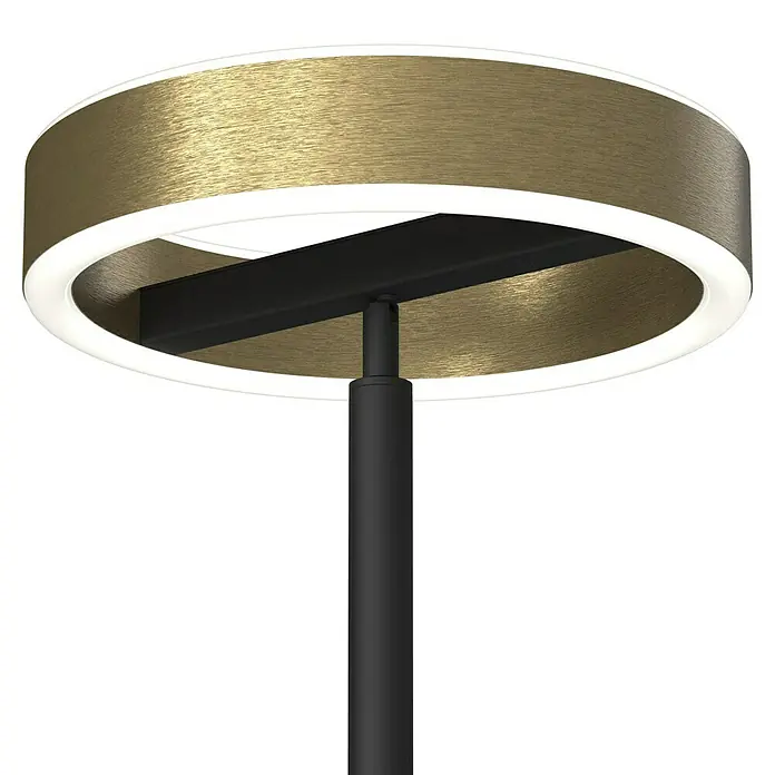 Tween Light LED-Stehleuchte Orlando - Höhe: 180 cm, Sandschwarz, Messing gebürstet, Warmweiß - Elegante Stehleuchte mit ringförmigem Design und goldfarbener Oberfläche, ideal für moderne Innenräume und stimmungsvolle Beleuchtung.