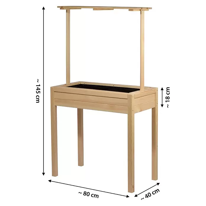 Dobar Hochbeet - 80 x 40 x 145 cm, Holz, Natur - Hochbeet aus hellem Naturholz mit Überbau. Misst ca. 145 cm hoch, 80 cm lang und 40 cm breit.