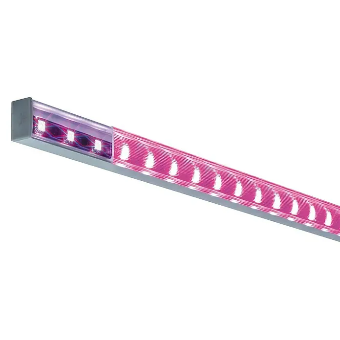 Paulmann U-Profil Function Square Profil Diffusor - L x B x H: 1 m x 2,3 cm x 1,5 cm, Aluminium - Das Bild zeigt eine LED-Wachstumslampe, die für den Einsatz im Innenbereich zur Unterstützung des Pflanzenwachstums konzipiert ist.