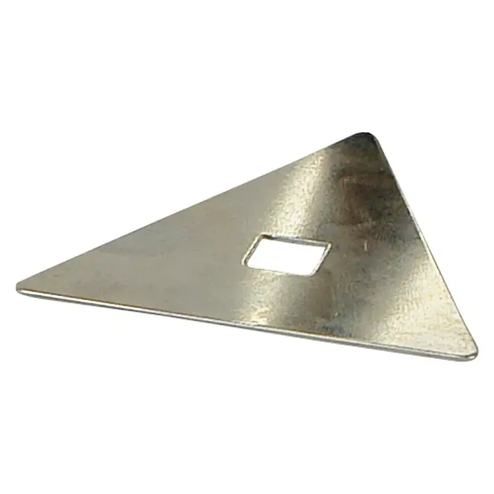 Stayer Pistola de aire caliente SU 650 EDK - 50 °C - 600 °C - Soporte metálico triangular con un recorte rectangular en el centro, superficie brillante.