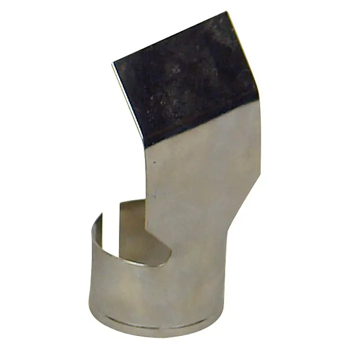 Stayer Pistola de aire caliente SU 650 EDK - 50 °C - 600 °C - Primer plano de un accesorio de punta de soldador cromado. El producto es una punta de repuesto para soldadores, brillante y limpia.
