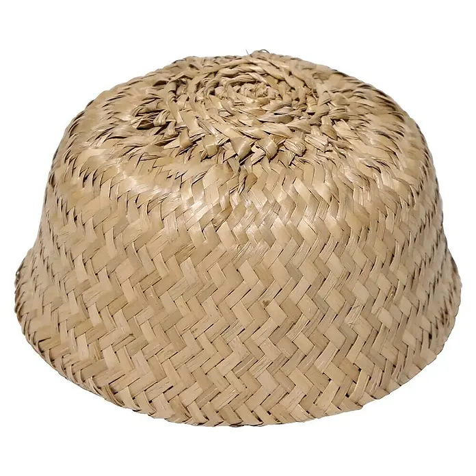 Pflanzkorb - Ø x H: 20 x 29 cm, Naturmaterialien, Natur - Handgefertigter Strohhut mit einzigartigem gewebtem Muster, ideal für sonnige Tage und Outdoor-Aktivitäten.