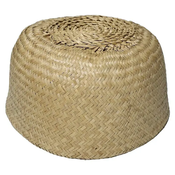 Pflanzkorb - Ø x H: 40 x 48 cm, Naturmaterialien, Natur - Nahaufnahme eines runden Korbs aus gewebtem Naturmaterial.