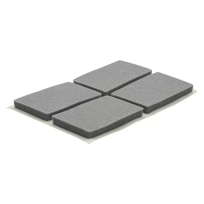 Wagner System Softpads - L x B x H: 36 x 22 x 4 mm, 8 Stk., Grau, Kleben - Vier graue rechteckige Schaumstoffpolster, möglicherweise mit Kleberückseite.