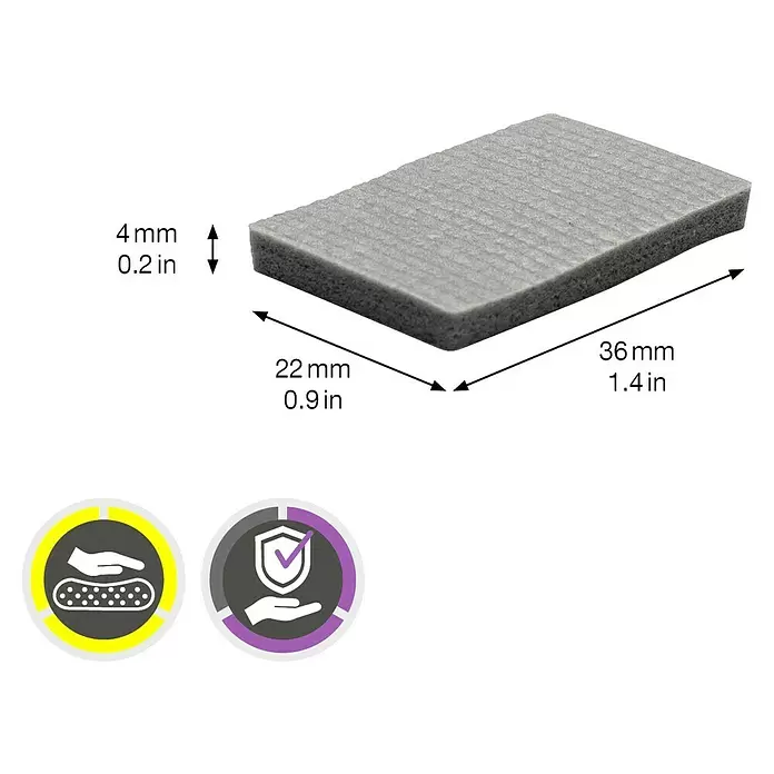 Wagner System Softpads - L x B x H: 36 x 22 x 4 mm, 8 Stk., Grau, Kleben - Graues texturiertes rechteckiges Möbelgleiter, 36x22x4mm (1.4x0.9x0.2 Zoll), für rutschfesten Bodenschutz.