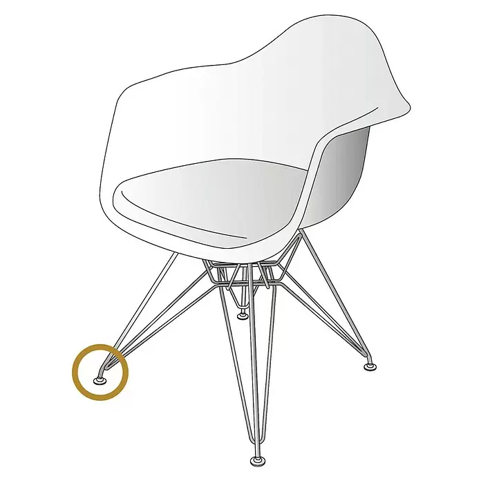 Wagner System Regulierschrauben - Durchmesser: 37 mm, Gewinde: M 10, Schwarz - Moderner Designstuhl mit heller, geformter Schalensitzfläche und skulpturalem Drahtuntergestell.