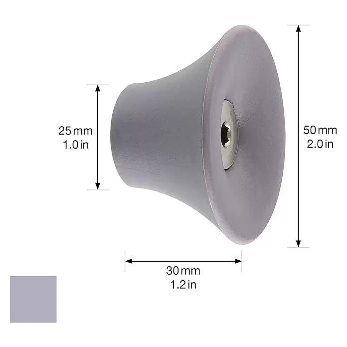 Wagner System Garderobenhaken - Ø x H: 50 x 30 mm, Schiefergrau, 1 Stk. - Grauer konischer Knopf mit Torx-Schraube.