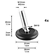 Wagner System Regulierschrauben (Durchmesser: 37 mm, Gewinde: M 10, Schwarz) | BAUHAUS