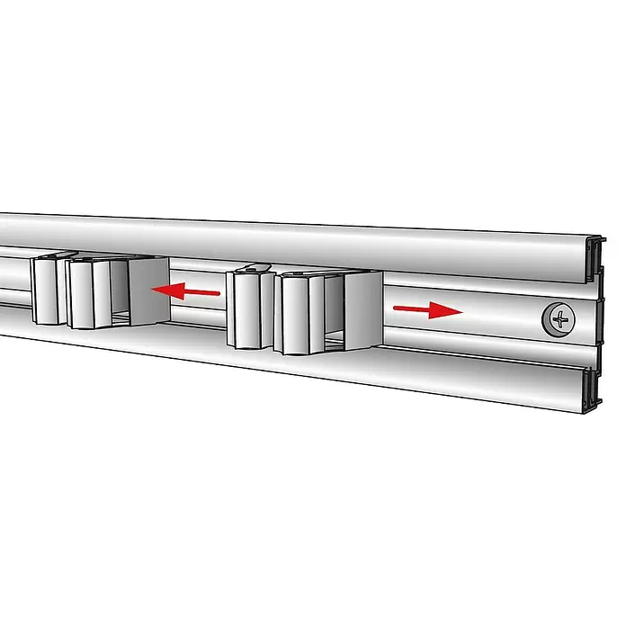 Wagner System Wandhalterung - L x B x H: 52 x 40 x 30 mm, Geeignet für: Wandmontage, 1 Stk. - Silbernes Aluminiumprofil mit weißen Gleitelementen für die verstellbare Montage.