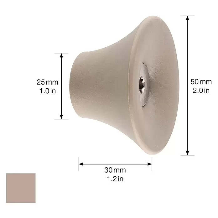 Wagner System Garderobenhaken - Ø x H: 50 x 30 mm, Taupe, 1 Stk. - Beiger konischer Möbelknauf mit texturierter Oberfläche und zentraler Schraube.