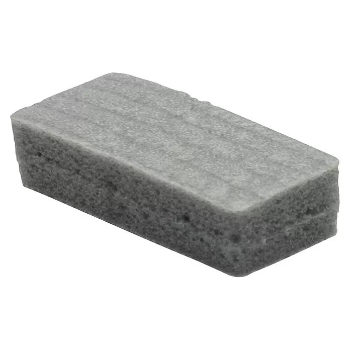 Wagner System Softpads - L x B x H: 16 x 8 x 4 mm, 24 Stk., Grau, Kleben - Ein rechteckiger grauer Reinigungsblock mit einer texturierten, porösen Oberfläche.