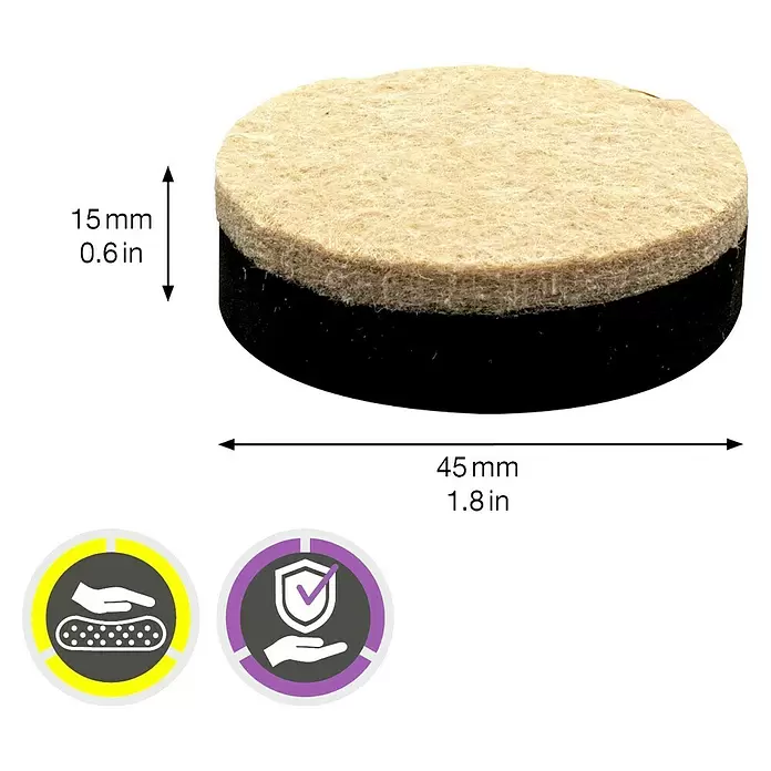Wagner System Filzgleiter - Ø x H: 45 x 15 mm, 2 Stk., Beige, Kleben - Runder, zweilagiger Filzmöbelgleiter in Beige und Schwarz zum Bodenschutz, 45mm Durchmesser, 15mm dick.