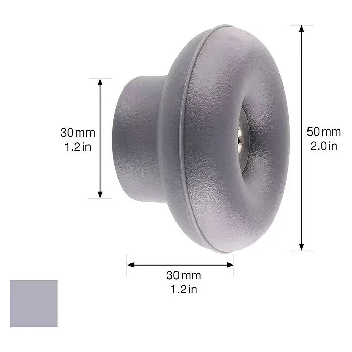 Wagner System Garderobenhaken DOT - Ø x H: 50 x 30 mm, Schiefergrau, 1 Stk. - Grauer, ergonomischer Soft-Touch-Griff, 50 mm Durchmesser und 30 mm Tiefe.