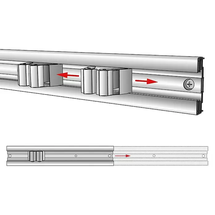Wagner System Wandhalterung - L x B x H: 1.170 x 10 x 55 mm, Geeignet für: Wandmontage - Silberne Profilschiene mit internen verstellbaren Befestigungselementen und Verlängerungsmöglichkeit.