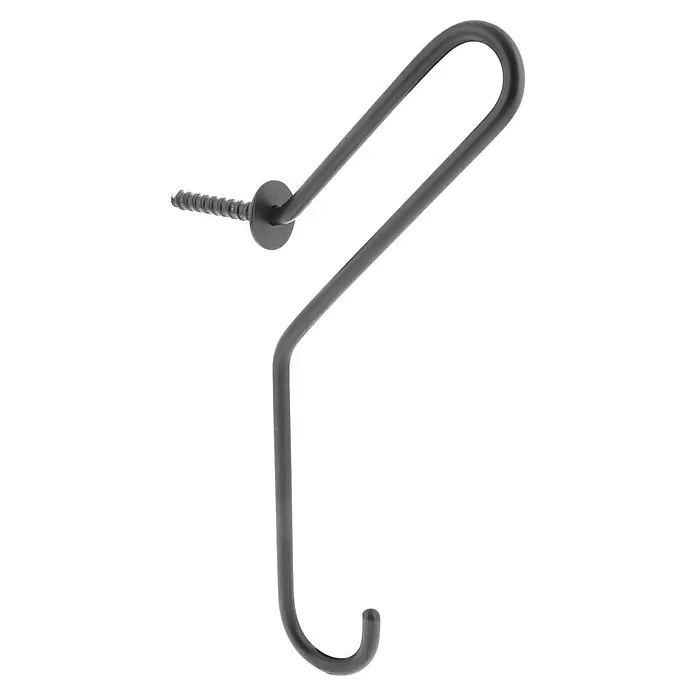 Wagner System Garderobenhaken WH 432 - L x H: 80 x 185 mm, Schwarz, 1 Stk. - Dunkelgrauer Metall-Einschraubhaken mit Gewindeende und J-förmigem Aufhänger.
