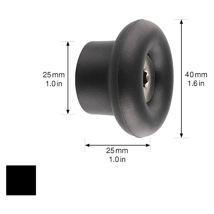 Wagner System Garderobenhaken DOT (Ø x H: 40 x 25 mm, Schwarz, 1 Stk.) | BAUHAUS