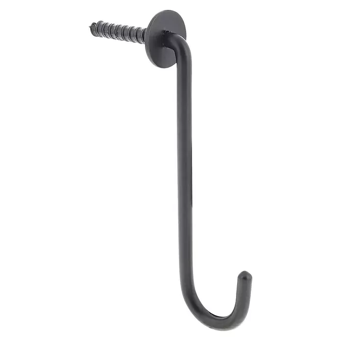 Wagner System Wandhaken WH430 - L x H: 35 x 115 mm, 1 Stk. - Schwarzer Metall-J-Haken mit Gewindeschraube zum Aufhängen von Gegenständen.