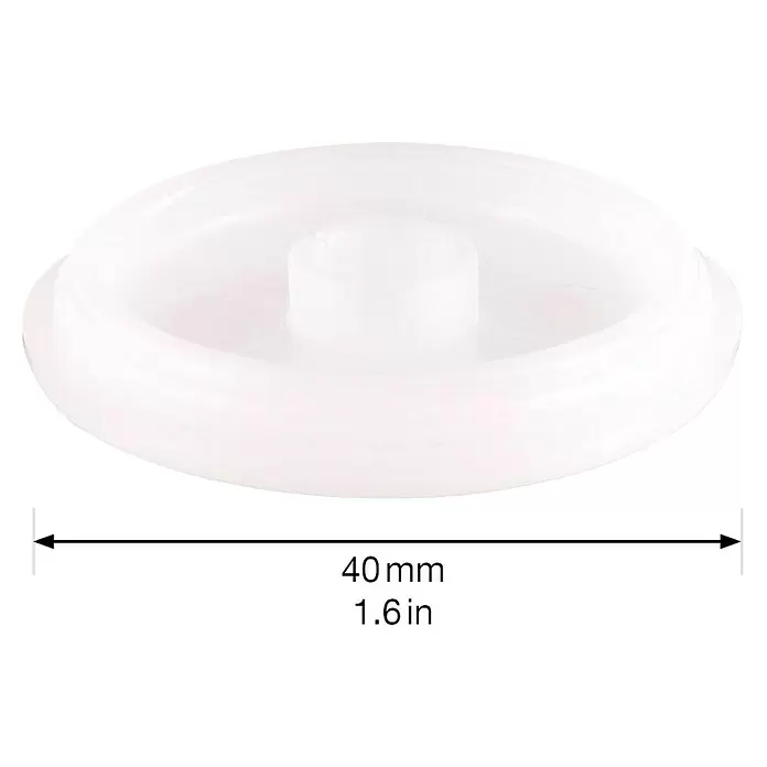 Wagner System Möbelgleiter QC-Sicherheitseinsatz STOPP ø 40 mm - Durchmesser: 40 mm, Stecken - Durchsichtige weiße Kunststoffscheibe mit Mittelzapfen, 40 mm (1,6 Zoll) Durchmesser.