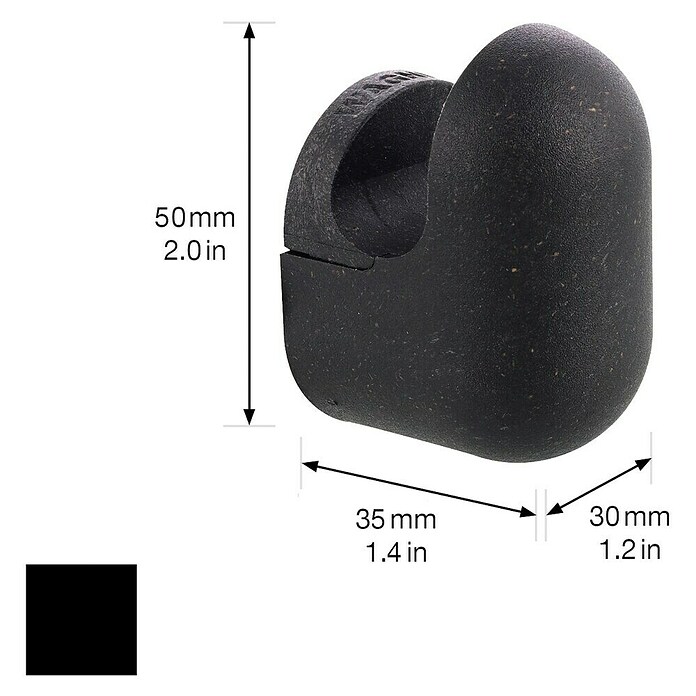 Wagner System Garderobenhaken PILL (L x B x H: 35 x 30 x 50 mm, Schwarz, 1 Stk.) | BAUHAUS