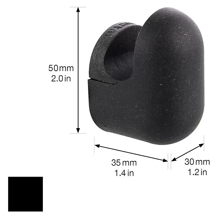 Wagner System Garderobenhaken PILL - L x B x H: 35 x 30 x 50 mm, Schwarz, 1 Stk. - Gebogener, dunkel gesprenkelter Halter, 50mm hoch, 35mm breit, 30mm tief. Ideal zur Organisation von Kabeln oder kleinen Werkzeugen.