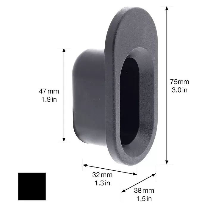 Wagner System Wandhaken WH0460 - L x H: 32 x 75 mm, 1 Stk. - Schwarze Kunststoff-Ovalöse/-Haken mit breiter Öffnung, zum Aufhängen oder Befestigen geeignet.