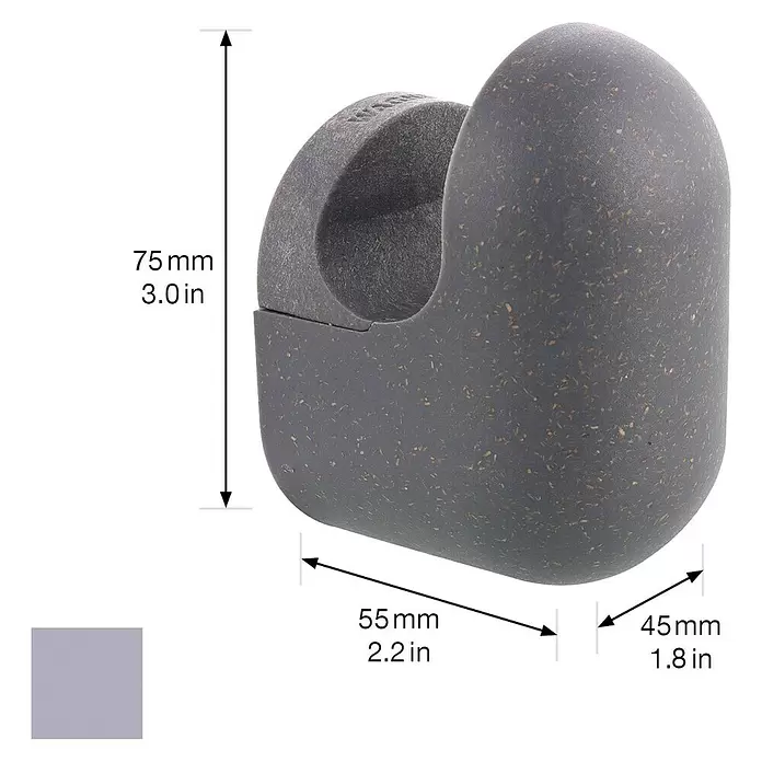 Wagner System Garderobenhaken PILL - L x B x H: 55 x 45 x 75 mm, Schiefergrau, 1 Stk. - Grau gesprenkelter U-förmiger Halter mit abgerundeten Kanten.