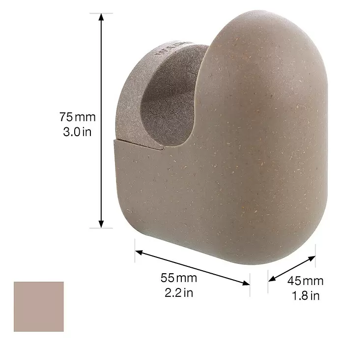 Wagner System Garderobenhaken PILL - L x B x H: 55 x 45 x 75 mm, Taupe, 1 Stk. - Gesprenkelter brauner eiförmiger Wandhalter mit gekrümmter Öffnung. Maße: 75mm hoch, 55mm breit, 45mm tief.