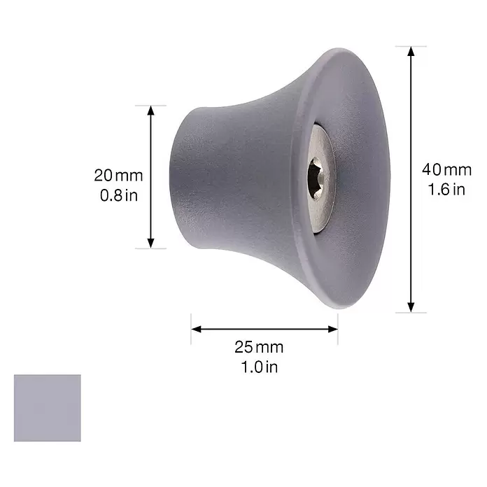 Wagner System Garderobenhaken - Ø x H: 40 x 25 mm, Schiefergrau, 1 Stk. - Grauer, ausgestellter Knauf mit versenkter Schraube und Sternantrieb.