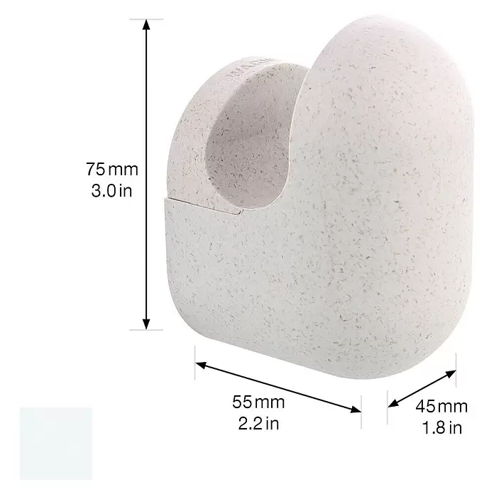Wagner System Garderobenhaken PILL - L x B x H: 55 x 45 x 75 mm, Lichtgrau, 1 Stk. - Kompakter, abgerundeter, hellbeiger gesprenkelter Wandhalter, geeignet für diverse Gegenstände, 75x55x45mm messend.