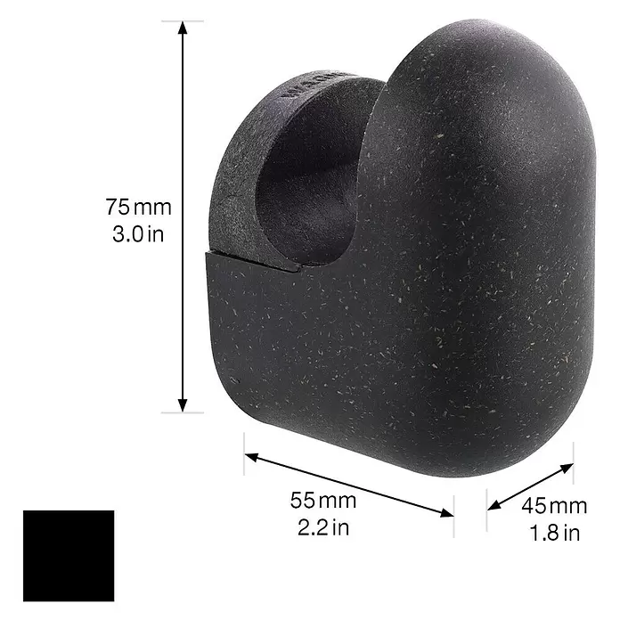 Wagner System Garderobenhaken PILL - L x B x H: 55 x 45 x 75 mm, Schwarz, 1 Stk. - Dunkler, gesprenkelter Duschkopfhalter mit abgerundeter Form.