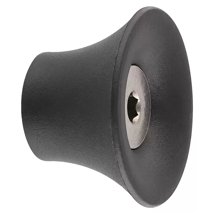 Wagner System Garderobenhaken - Ø x H: 40 x 25 mm, Schwarz, 1 Stk. - Dunkelgrauer, konischer Griff mit strukturierter Oberfläche und silberner Torx-Schraube.