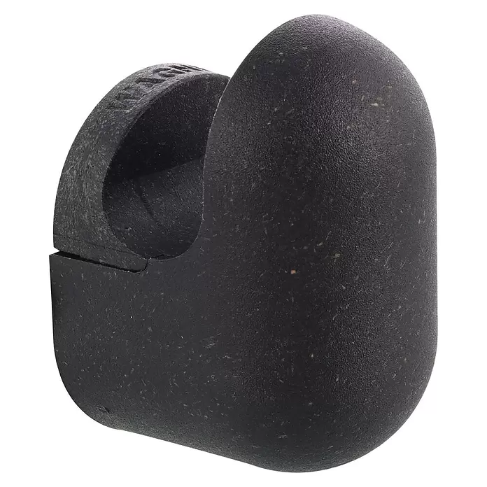 Wagner System Garderobenhaken PILL - L x B x H: 35 x 30 x 50 mm, Schwarz, 1 Stk. - Dunkelgrauer, gesprenkelter, gummierter Clip oder Stoßfänger mit geprägtem Text am Rand.