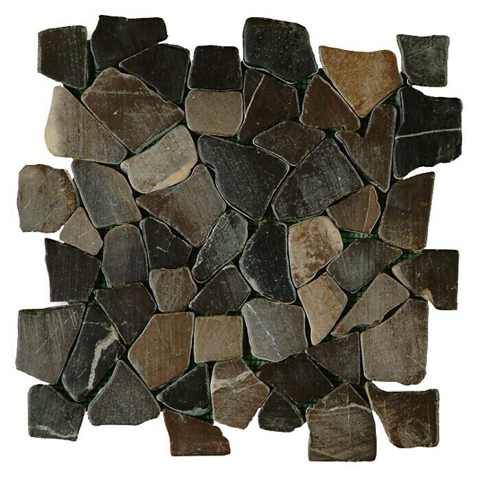 Baldosa de mosaico Rocaplana (30 x 30 cm, Piedra natural, Negro)