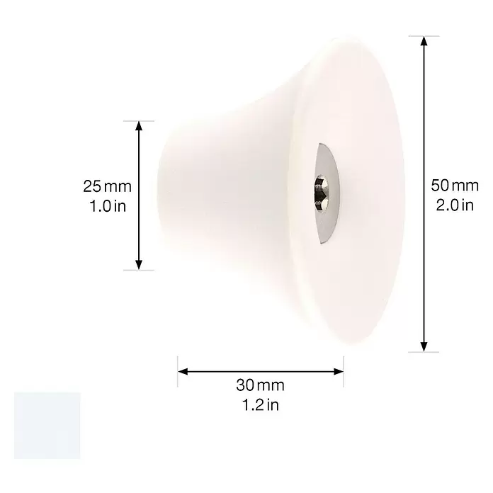 Wagner System Garderobenhaken - Ø x H: 50 x 30 mm, Lichtgrau, 1 Stk. - Glatter, weißer konischer Möbelknauf mit sichtbarer Schraube.