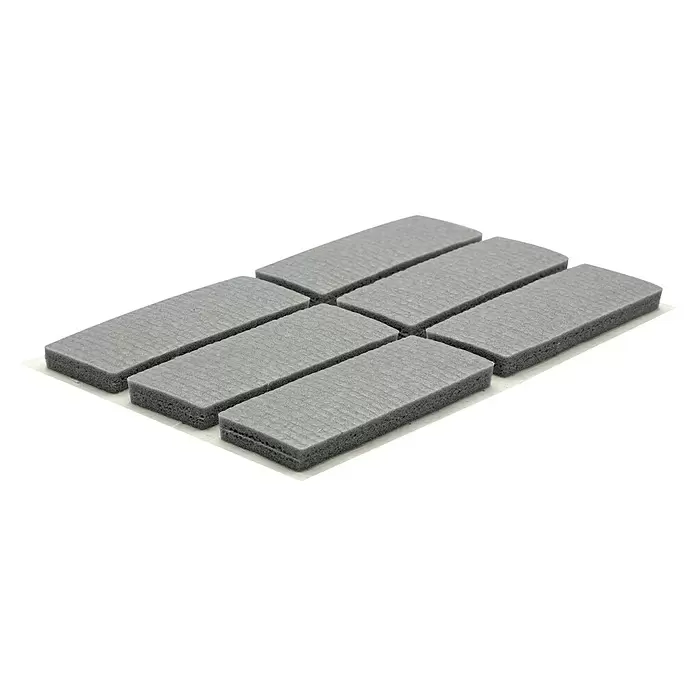 Wagner System Softpads - L x B x H: 44 x 16 x 4 mm, 12 Stk., Grau, Kleben - Graue, rechteckige, strukturierte Anti-Rutsch-Pads im Gitter.