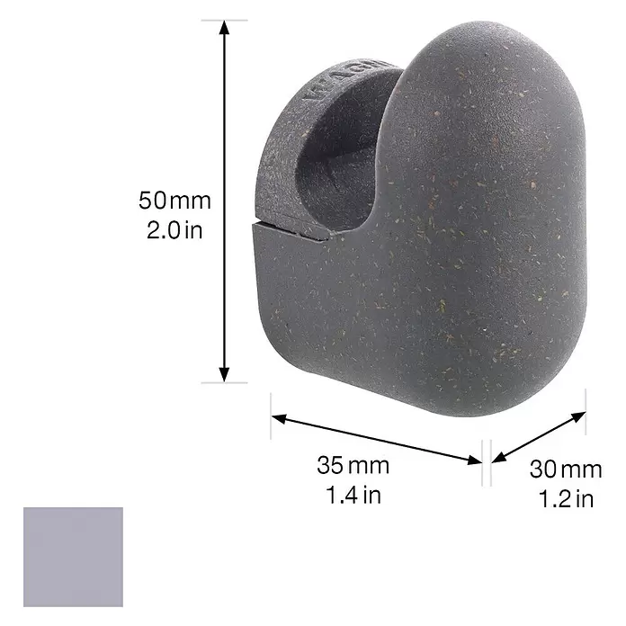 Wagner System Garderobenhaken PILL - L x B x H: 35 x 30 x 50 mm, Schiefergrau, 1 Stk. - Dunkelgraues, gesprenkeltes, ohrförmiges Objekt mit abgerundeten Kanten.