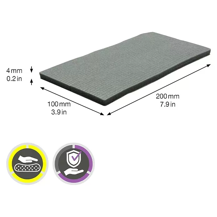 Wagner System Bodenschutzmatte - L x B x H: 200 x 100 x 4 mm, 1 Stk., Grau, Kleben - Rechteckiges graues Schaumstoffpolster, 4 mm (0.2 Zoll) dick und 100 mm (3.9 Zoll) mal 200 mm (7.9 Zoll) groß, für Dämpfung und Schutz.
