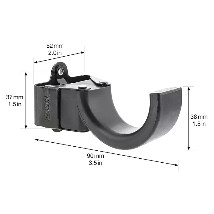 Wagner System Wandhalterung Haken Groß - L x B x H: 90 x 52 x 38 mm, 1 Stk. - Schwarzer U-förmiger Wagner-Haken zum Aufhängen von Werkzeugen oder Geräten.