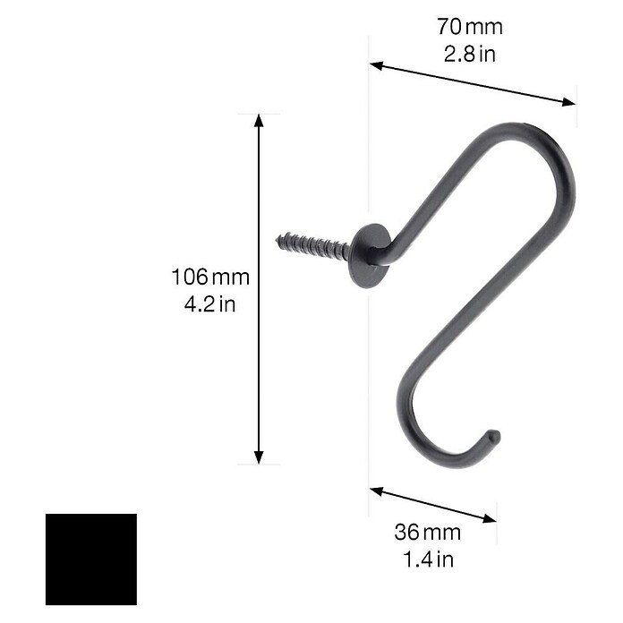 Wagner System Garderobenhaken WH431 (L x H: 70 x 106 mm, Schwarz, 1 Stk.) | BAUHAUS